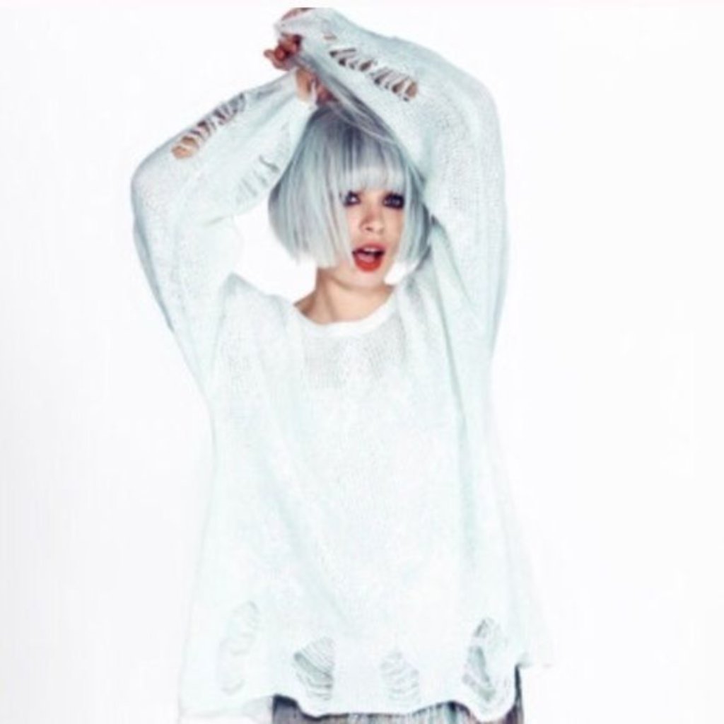 Wildfox Star Clouds Lennon Sweater, Ice Cold, Xs